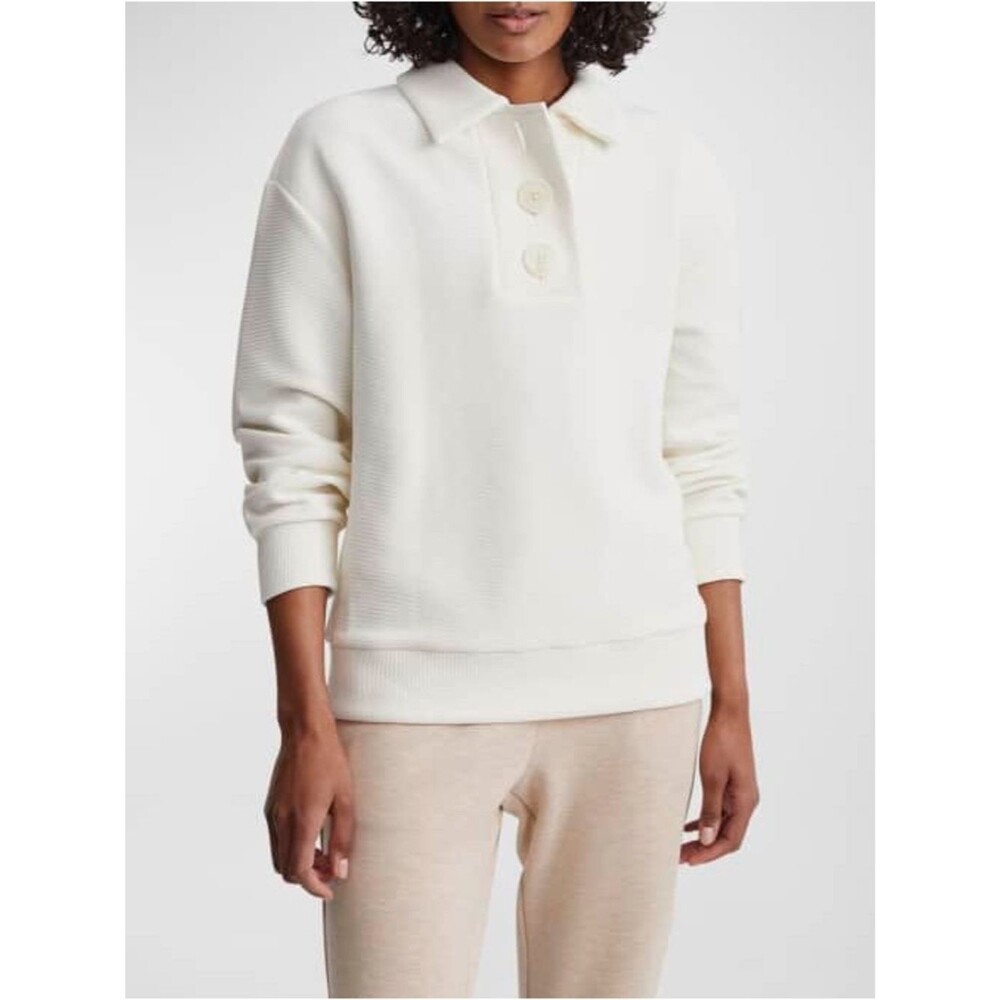 Varley Andale Button Front Sweatshirt In Whisper White Size XS